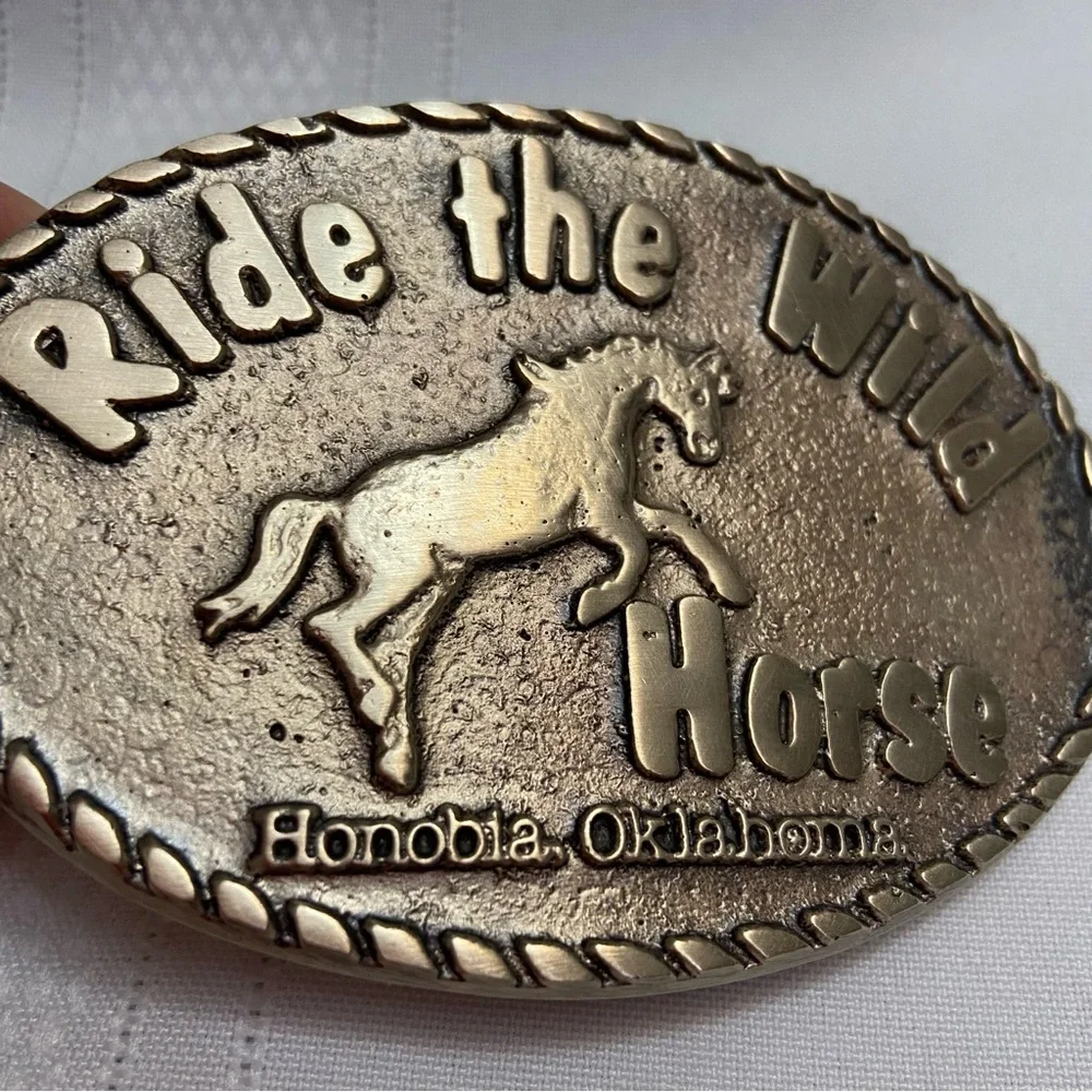 Solid Bronze “Ride the Wild Horse”Collectible Western Cowboy/Cowgirl Buckle